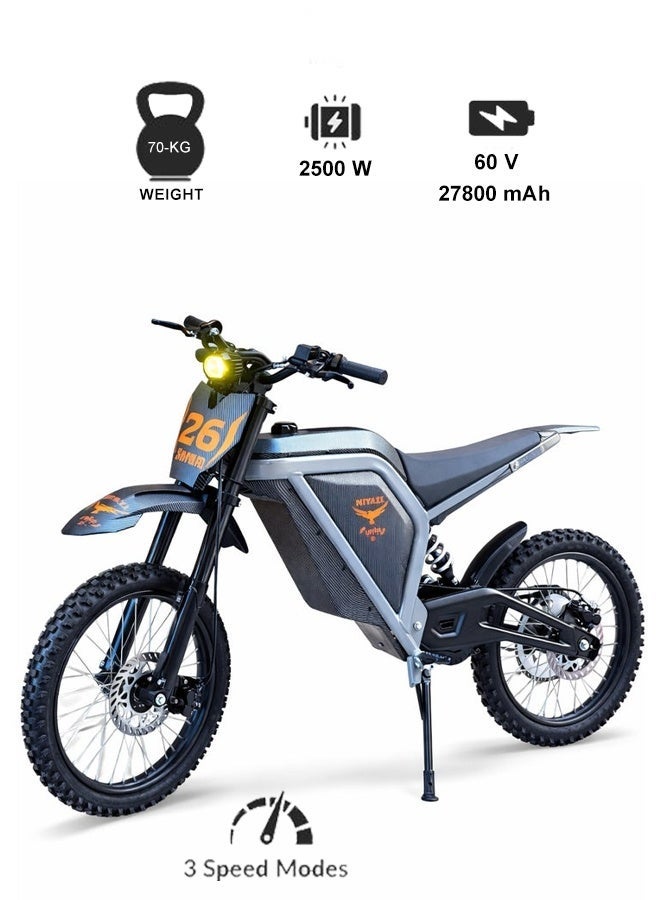 دراجة ATV كهربائية للطرق الوعرة عالية السرعة | بطارية 60 فولت 27.8 أمبير | محرك 2500 واط | 3 أوضاع سرعة | فرامل هيدروليكية | إطارات صحراوية 20 بوصة | إضاءة LED - Image 1